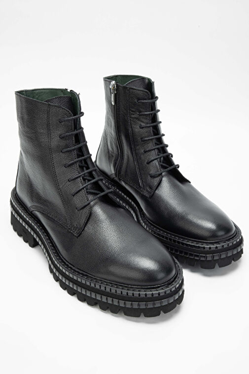 Tamer Tanca Erkek Hakiki Deri Siyah POSTAL Bot - Görsel 3