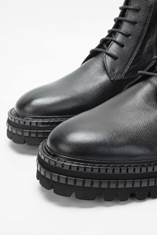 Tamer Tanca Erkek Hakiki Deri Siyah POSTAL Bot - Görsel 4