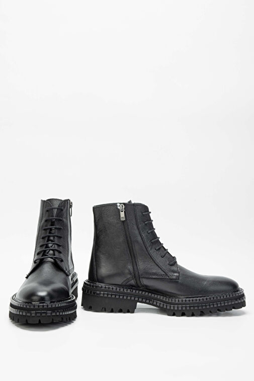Tamer Tanca Erkek Hakiki Deri Siyah POSTAL Bot - Görsel 7