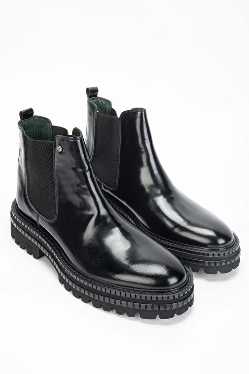 Tamer Tanca Erkek Hakiki Deri Siyah Açma Casual Bot - Görsel 3