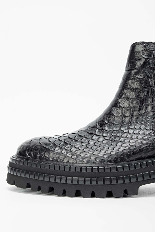 Tamer Tanca Erkek Hakiki Deri Siyah Casual Bot - Görsel 4