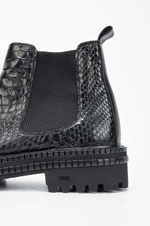 Tamer Tanca Erkek Hakiki Deri Siyah Casual Bot - Görsel 5