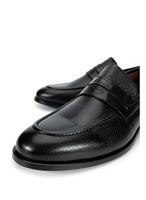 Tamer Tanca Erkek Hakiki Deri Siyah Makosen Ayakkabı - Görsel 4