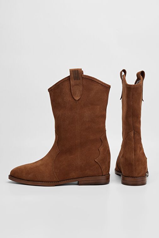 Valmenti Draco Kadın Taba Süet Hakiki Deri Casual Bot - Görsel 5