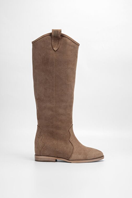 Valmenti Kadın Tütün Süet Hakiki Deri Çizme - Görsel 2