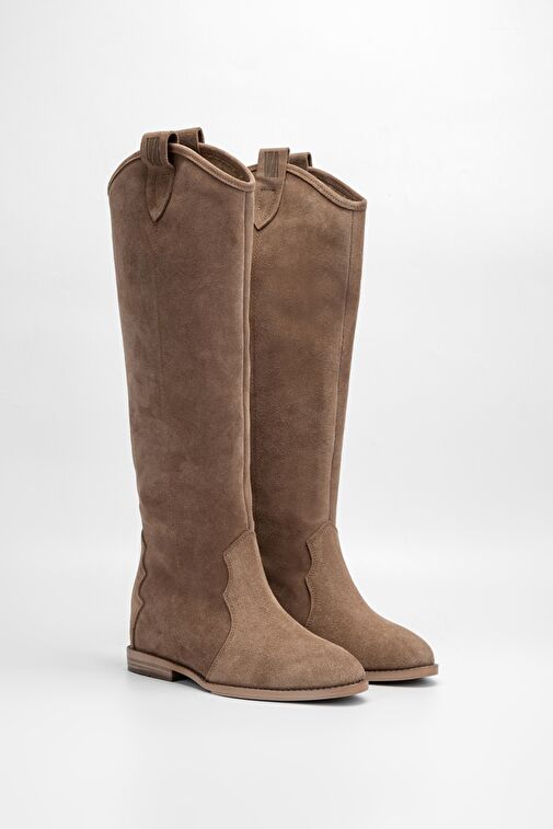 Valmenti Kadın Tütün Süet Hakiki Deri Çizme - Görsel 3
