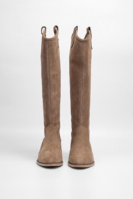 Valmenti Kadın Tütün Süet Hakiki Deri Çizme - Görsel 4