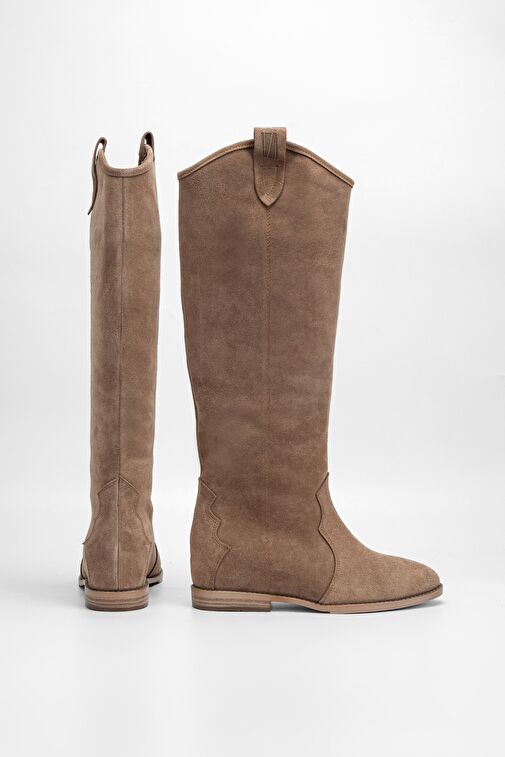 Valmenti Kadın Tütün Süet Hakiki Deri Çizme - Görsel 5