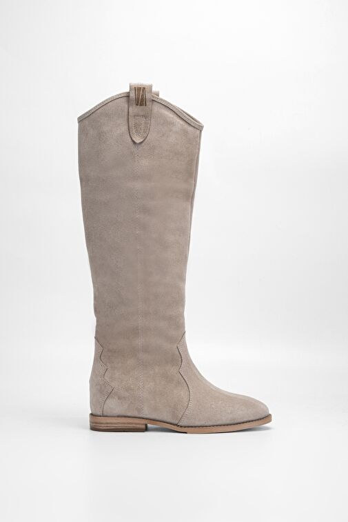 Valmenti Kadın Bej Süet Hakiki Deri Çizme - Görsel 2