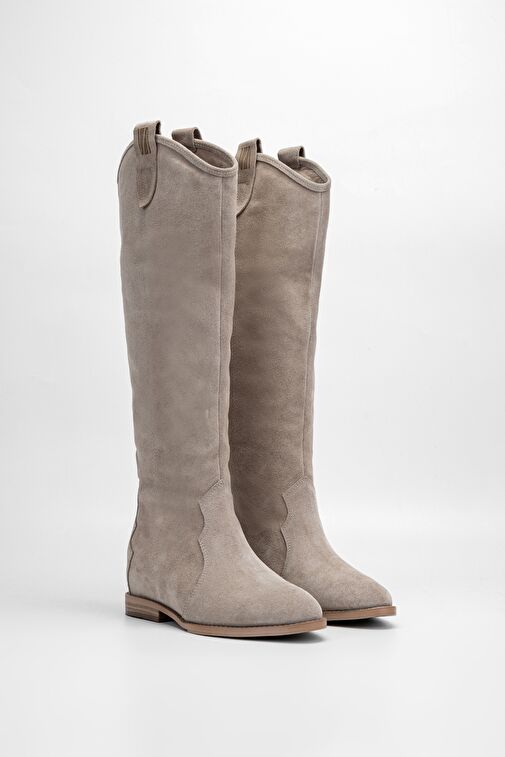 Valmenti Kadın Bej Süet Hakiki Deri Çizme - Görsel 3