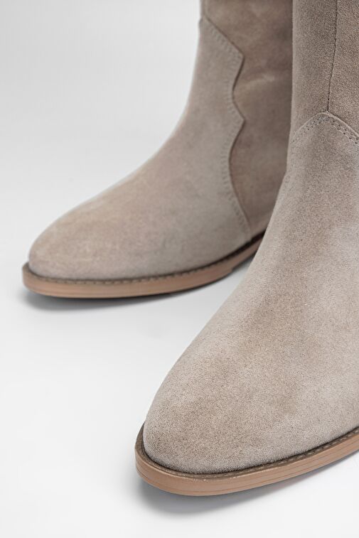 Valmenti Kadın Bej Süet Hakiki Deri Çizme - Görsel 4