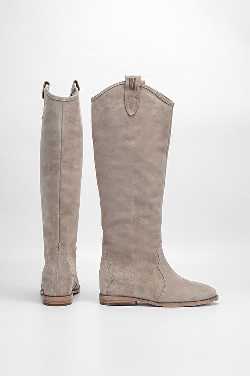Valmenti Kadın Bej Süet Hakiki Deri Çizme - Görsel 5