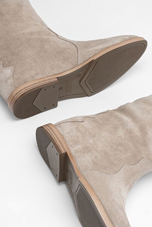 Valmenti Kadın Bej Süet Hakiki Deri Çizme - Görsel 6