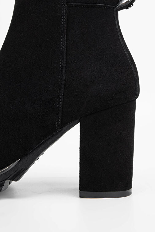 Tamer Tanca Kadın Hakiki Deri Siyah Süet Topuklu Bot - Görsel 5