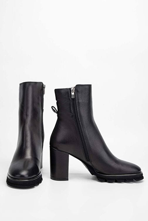 Tamer Tanca Kadın Hakiki Deri Siyah Deri Topuklu Bot - Görsel 6