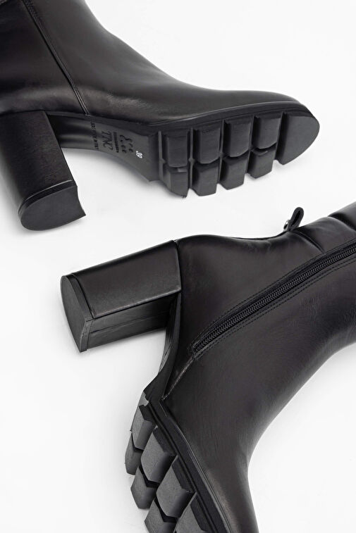 Tamer Tanca Kadın Hakiki Deri Siyah Deri Topuklu Bot - Görsel 7