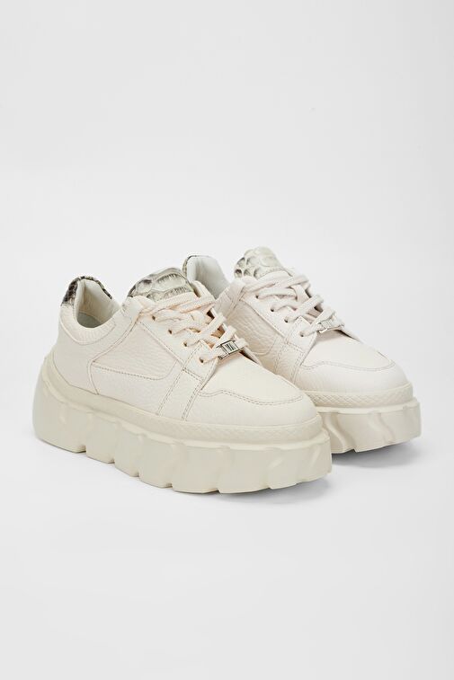 Valmenti Kadın Bej Floter Hakiki Deri Sneakers & Spor Ayakkabı - Görsel 3