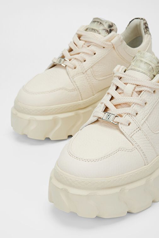 Valmenti Kadın Bej Floter Hakiki Deri Sneakers & Spor Ayakkabı - Görsel 4