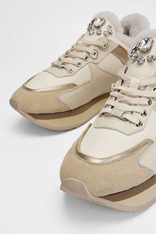 Valmenti Lina Kadın Bej Floter Hakiki Deri Sneakers & Spor Ayakkabı - Görsel 4