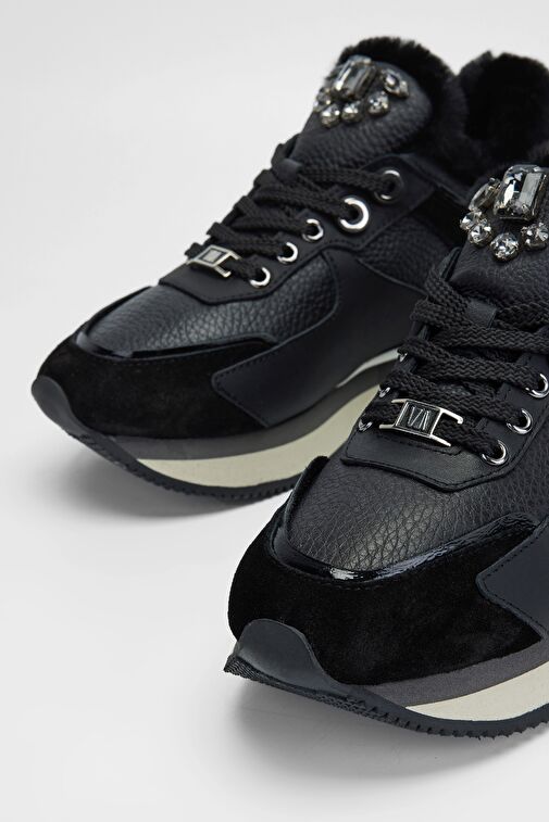 Valmenti Lina Kadın Siyah Floter Hakiki Deri Sneakers & Spor Ayakkabı - Görsel 4