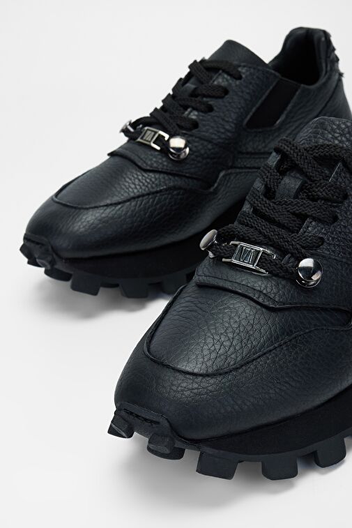 Valmenti Kadın Siyah Floter Hakiki Deri Sneakers & Spor Ayakkabı - Görsel 6