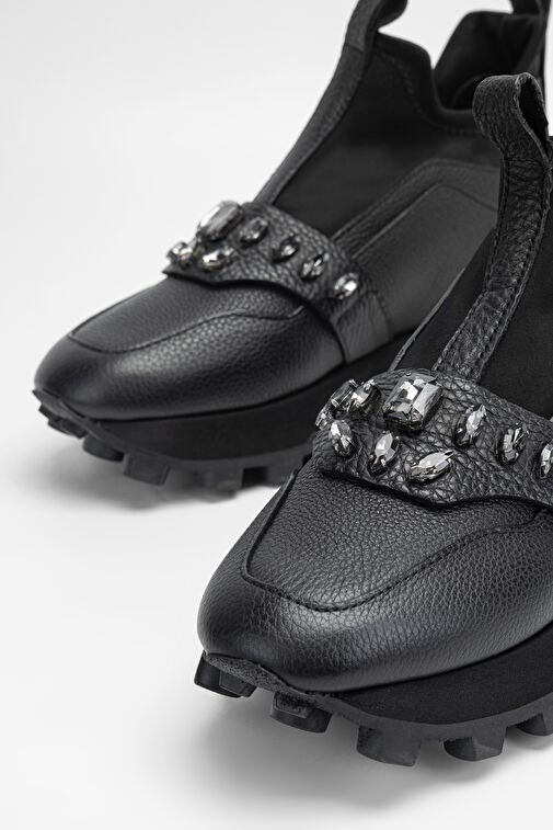 Valmenti Kadın Siyah Floter Hakiki Deri Casual Bot - Görsel 4