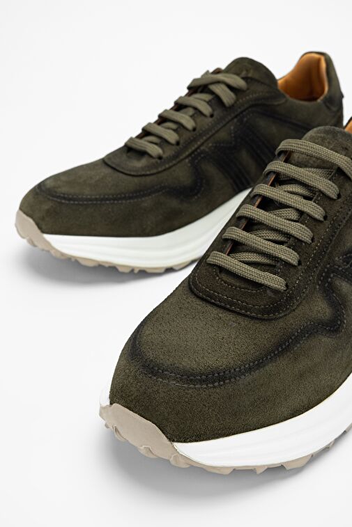 Valmenti Agatho Erkek Haki Süet Hakiki Deri Sneakers & Spor Ayakkabı - Görsel 4