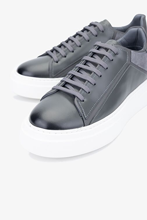 Valmenti Moreno Erkek Antrasit Hakiki Deri Sneakers & Spor Ayakkabı - Görsel 3