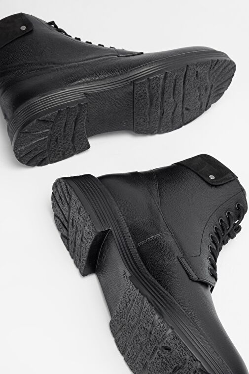Valmenti Erkek Siyah Floter Hakiki Deri Casual Bot - Görsel 6