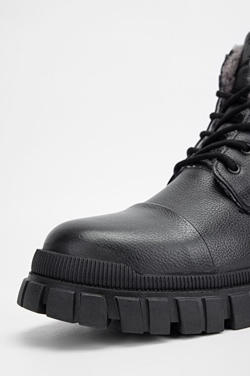 Valmenti Erkek Siyah Hakiki Deri Casual Bot - Görsel 4