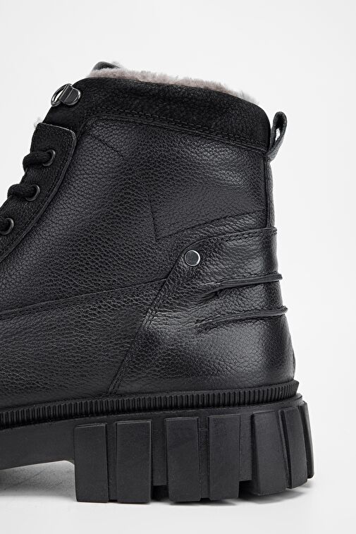 Valmenti Erkek Siyah Hakiki Deri Casual Bot - Görsel 5