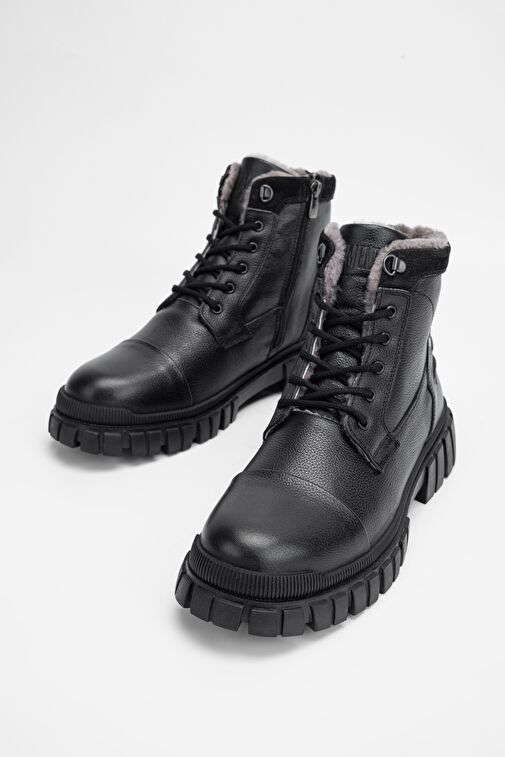 Valmenti Erkek Siyah Hakiki Deri Casual Bot - Görsel 6