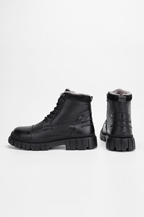 Valmenti Erkek Siyah Hakiki Deri Casual Bot - Görsel 7