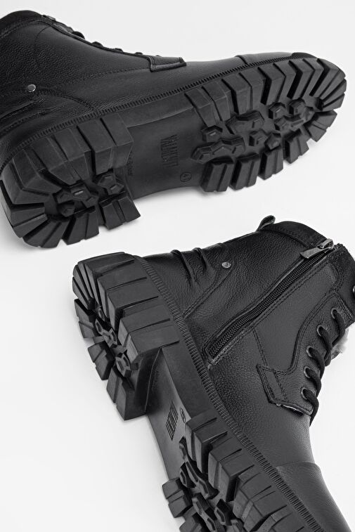 Valmenti Erkek Siyah Hakiki Deri Casual Bot - Görsel 8