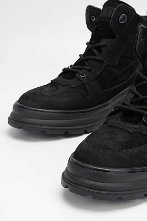 Valmenti Erkek Siyah Nubuk Hakiki Deri Casual Bot - Görsel 4