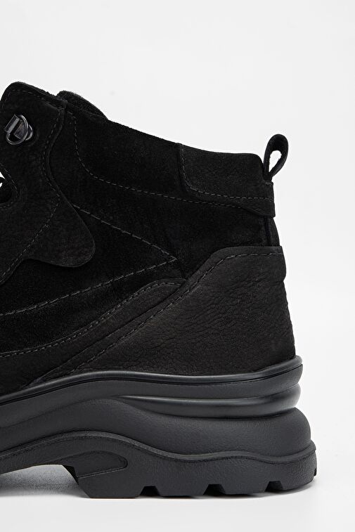 Valmenti Erkek Siyah Nubuk Hakiki Deri Casual Bot - Görsel 6