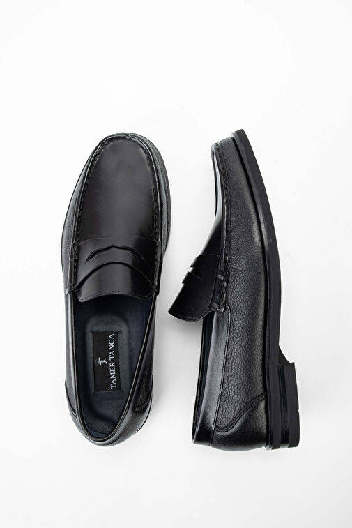 Tamer Tanca Erkek Hakiki Deri Siyah Loafer Ayakkabı - Görsel 6
