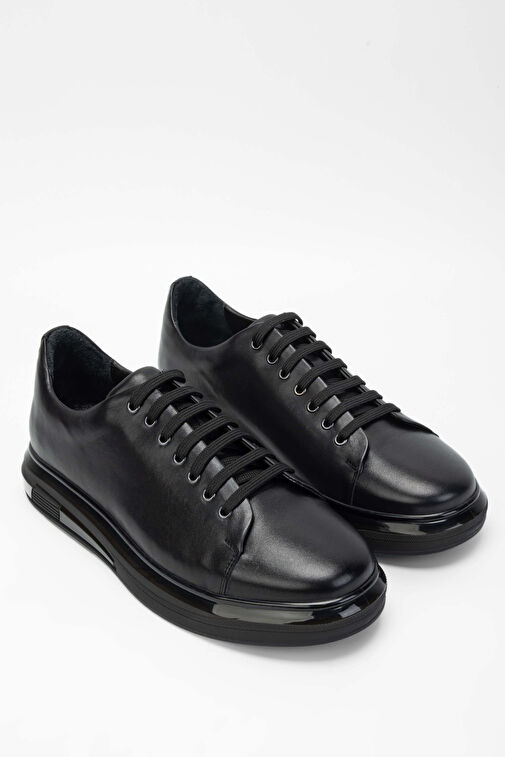 Tamer Tanca Siyah Erkek Deri Sneaker 698 1089-5 ERK AYK SK23/24 - Görsel 5