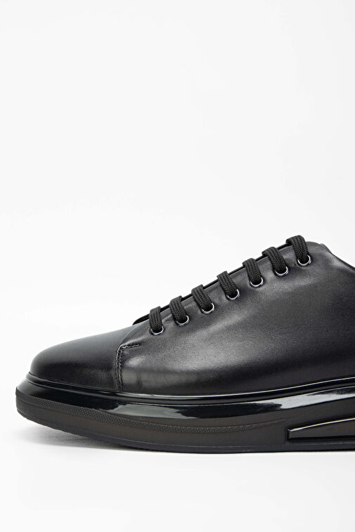 Tamer Tanca Siyah Erkek Deri Sneaker 698 1089-5 ERK AYK SK23/24 - Görsel 6