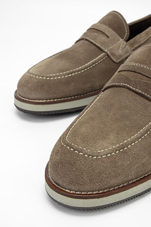 Valmenti Muradimo Erkek Bej Süet Hakiki Deri Loafer Ayakkabı - Görsel 4