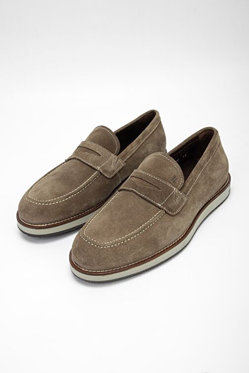 Valmenti Muradimo Erkek Bej Süet Hakiki Deri Loafer Ayakkabı - Görsel 7