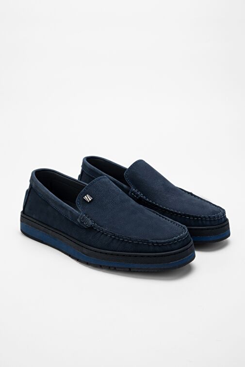 Valmenti Nohy Erkek Lacivert Nubuk Hakiki Deri Loafer Ayakkabı - Görsel 3