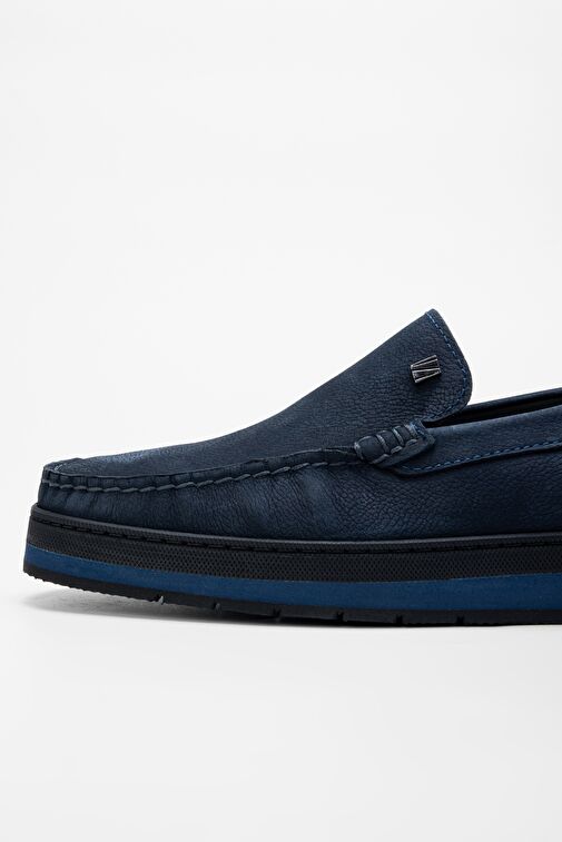 Valmenti Nohy Erkek Lacivert Nubuk Hakiki Deri Loafer Ayakkabı - Görsel 4