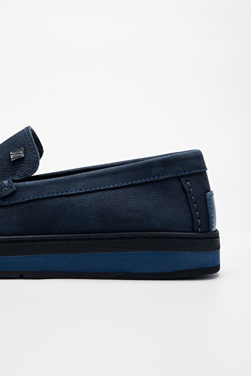 Valmenti Nohy Erkek Lacivert Nubuk Hakiki Deri Loafer Ayakkabı - Görsel 5