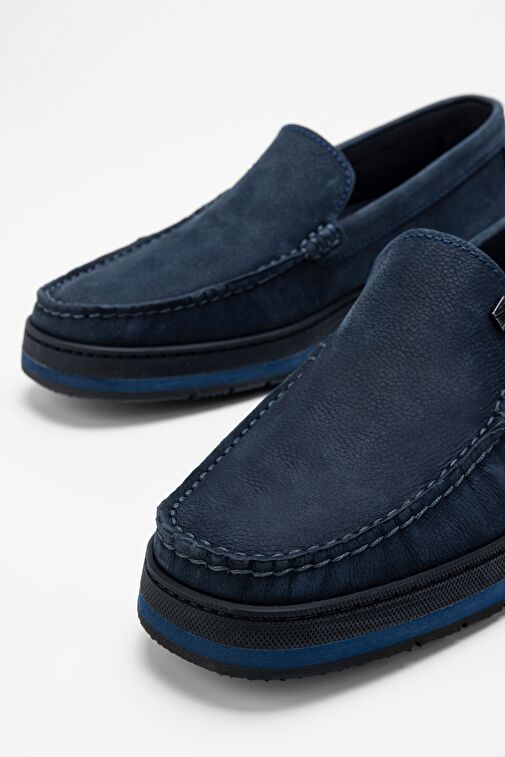 Valmenti Nohy Erkek Lacivert Nubuk Hakiki Deri Loafer Ayakkabı - Görsel 6