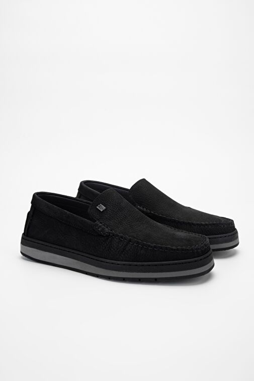 Valmenti Nohy Erkek Siyah Nubuk Hakiki Deri Loafer Ayakkabı - Görsel 3