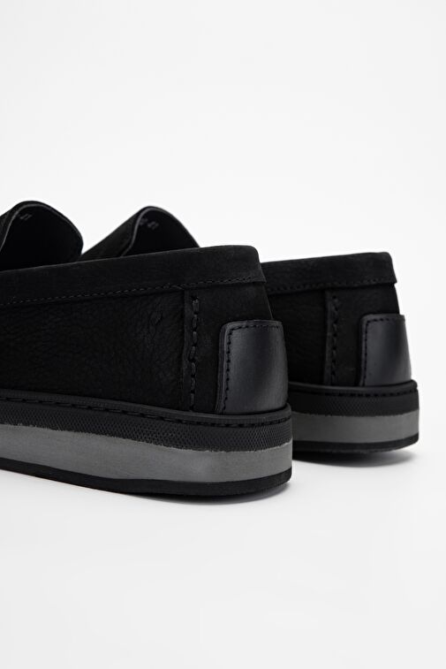 Valmenti Nohy Erkek Siyah Nubuk Hakiki Deri Loafer Ayakkabı - Görsel 6