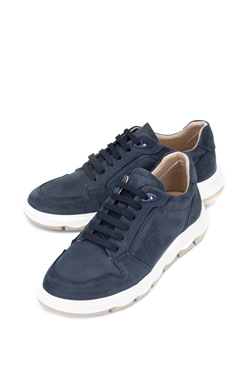 Tamer Tanca Erkek Hakiki Deri Lacivert Nubuk Casual Ayakkabı - Görsel 5