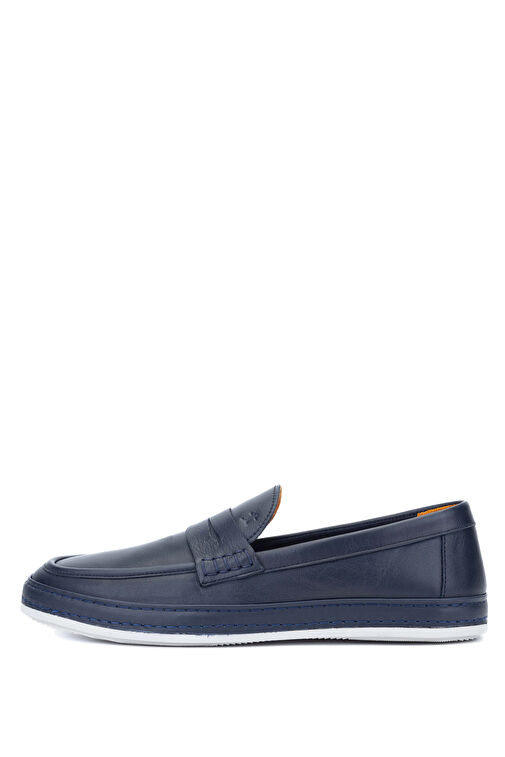 Tamer Tanca Erkek Hakiki Deri Lacivert Loafer Ayakkabı - Görsel 3