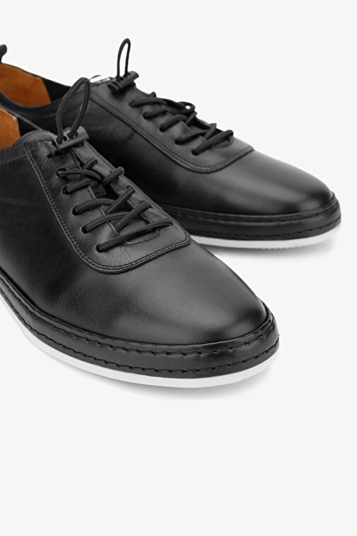 Valmenti Erkek Siyah Hakiki Deri Casual Ayakkabı - Görsel 3